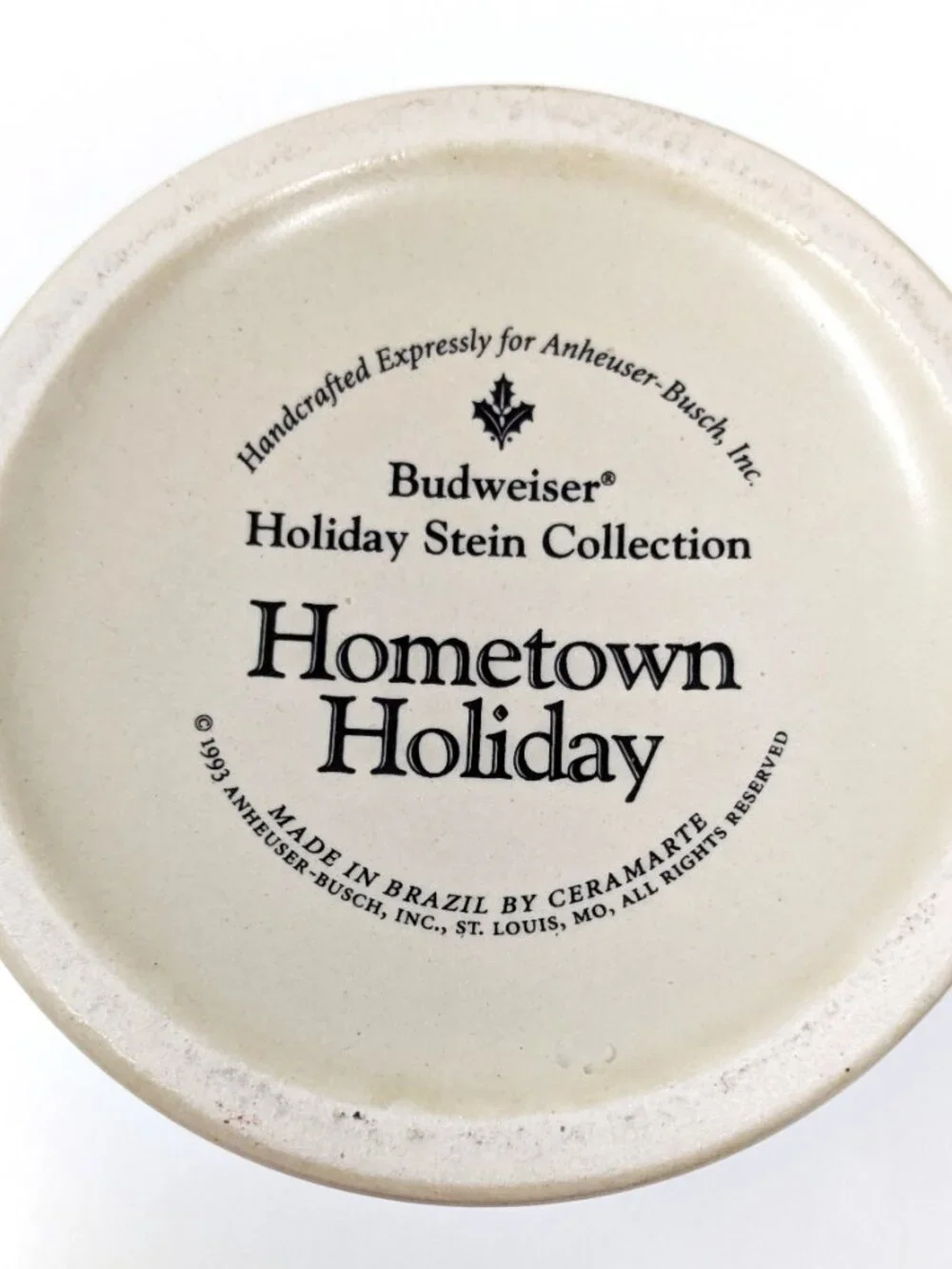 Budweiser Holiday Stein Collection 1994 Hometown Holiday Clydesdale Beer Mug